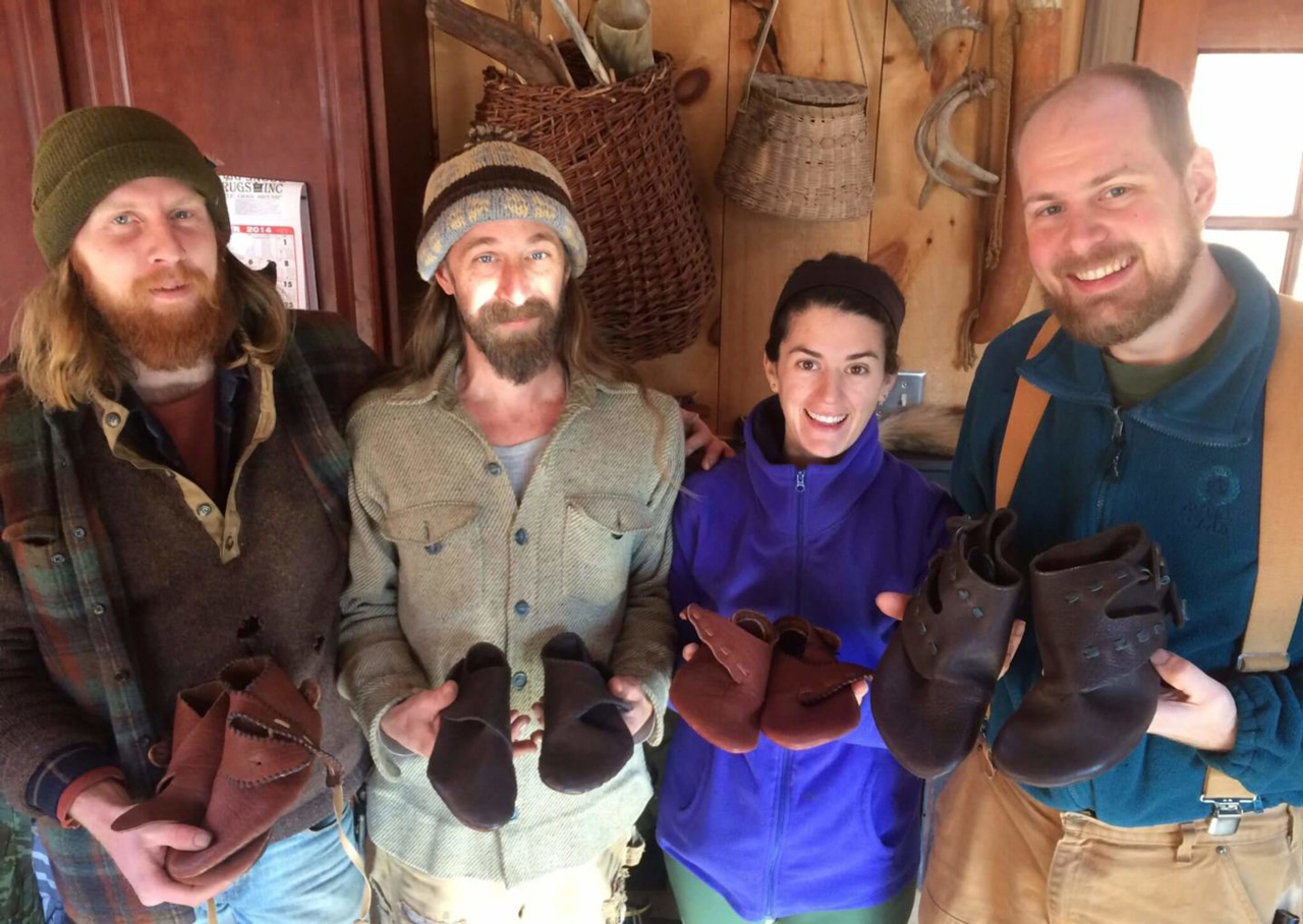 A small private shoemaking class in North Carolina with their completed handmade leather shoes